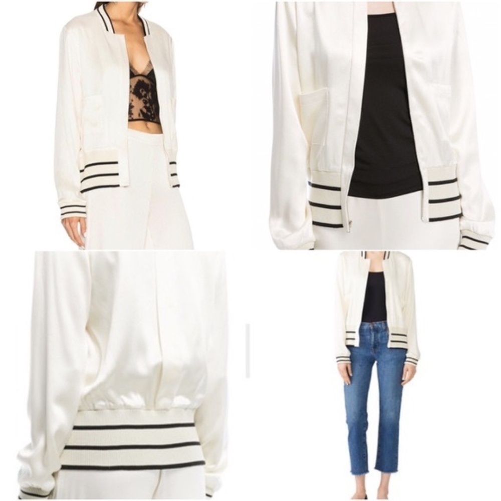 ALEXIS Toril Zip-Front Satin Bomber Jacket